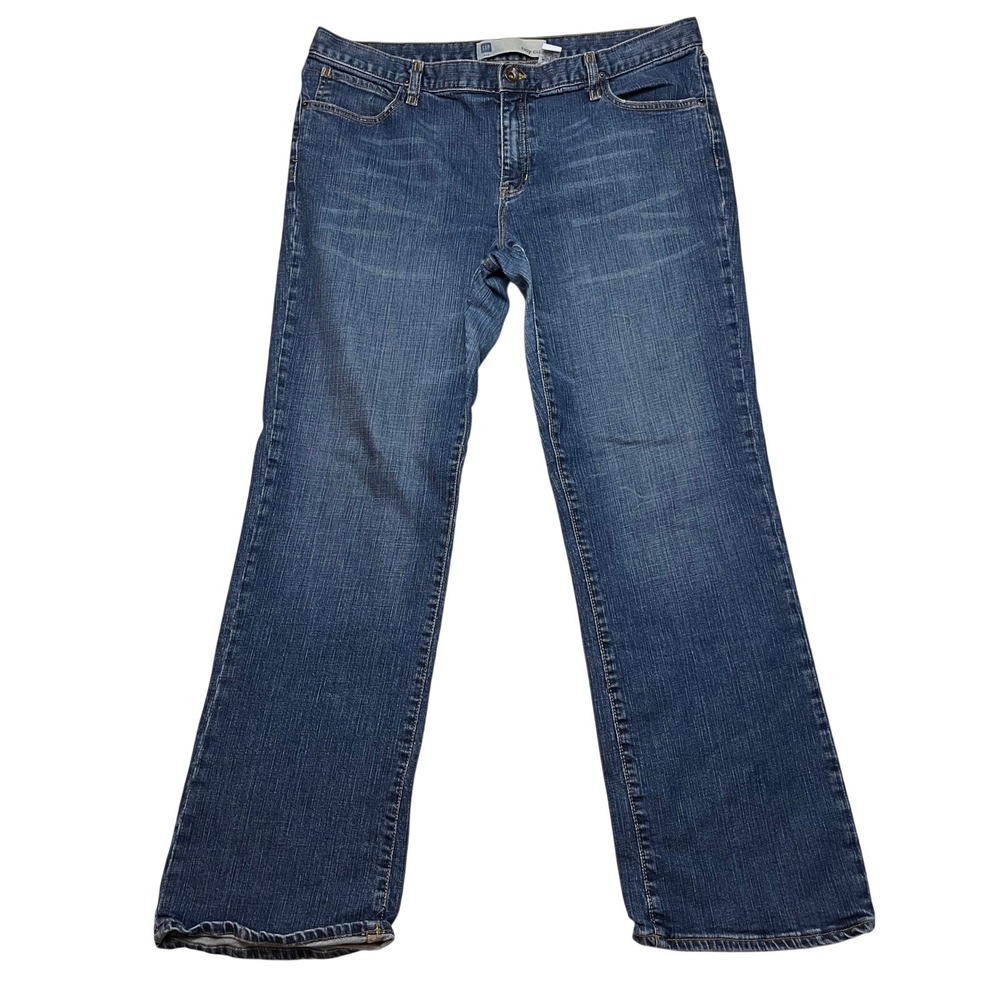 Gap Boy Cut Jeans Womens 16 Regular Blue Dark Wash Straight‎ Leg Denim 303100